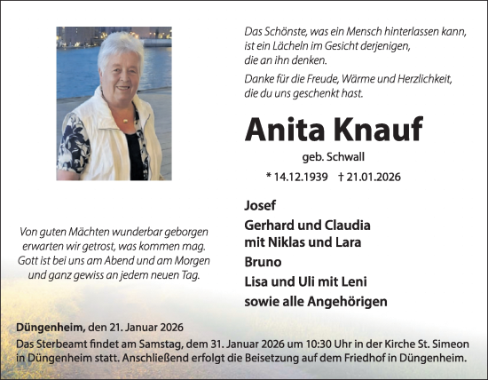 Traueranzeige von Anita Knauf von WochenSpiegel