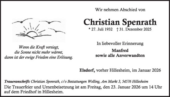 Traueranzeige von Christian Spenrath von WochenSpiegel