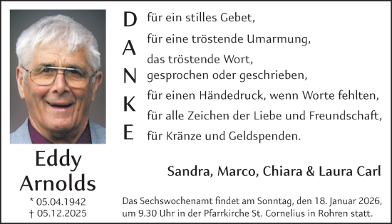 Traueranzeige von Eddy Arnolds von WochenSpiegel