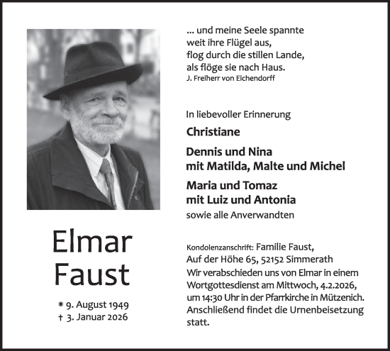 Traueranzeige von Elmar Faust von WochenSpiegel