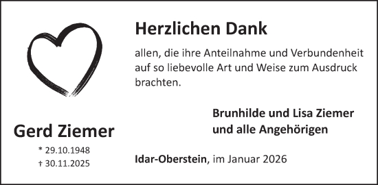 Traueranzeige von Gerd Ziemer von WochenSpiegel