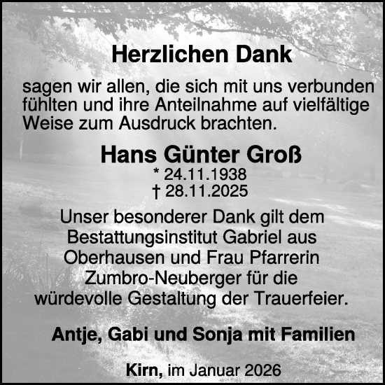 Traueranzeige von Hans Günter Groß von WochenSpiegel