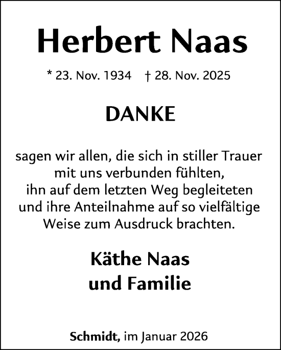 Traueranzeige von Herbert Naas von WochenSpiegel