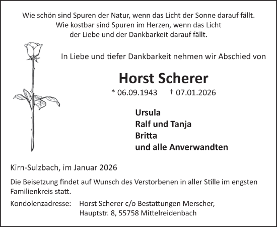 Traueranzeige von Horst Scherer von WochenSpiegel