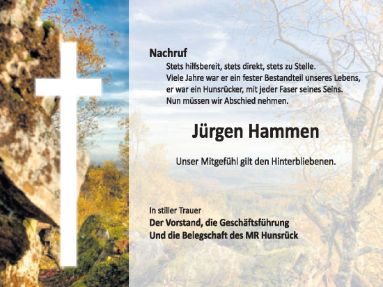 Traueranzeige von Jürgen Hammen von WochenSpiegel