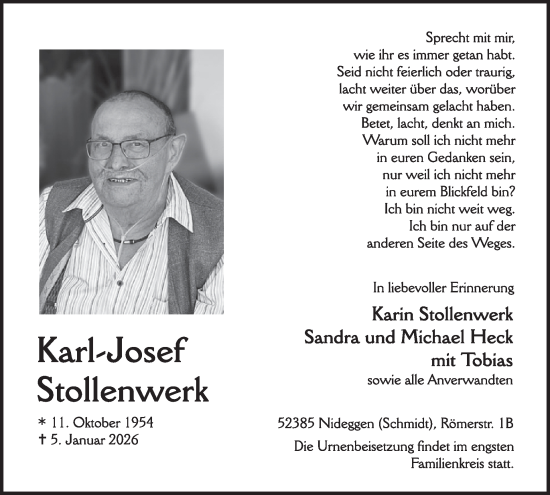 Traueranzeige von Karl-Josef Stollenwerk von WochenSpiegel