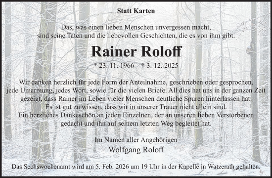 Traueranzeige von Rainer Roloff von WochenSpiegel