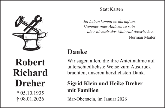 Traueranzeige von Robert Richard Dreher von WochenSpiegel