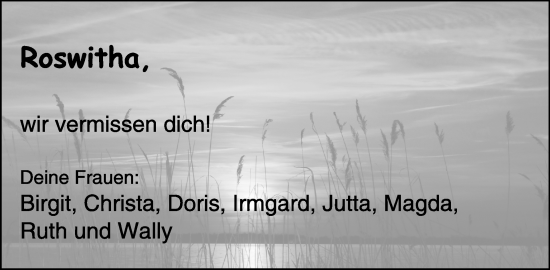 Traueranzeige von Roswitha  von WochenSpiegel