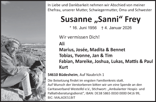 Traueranzeige von Susanne Frey von WochenSpiegel