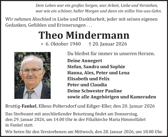 Traueranzeige von Theo Mindermann von WochenSpiegel