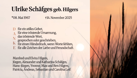 Traueranzeige von Ulrike Schäfges von WochenSpiegel