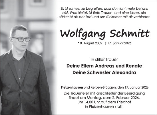 Traueranzeige von Wolfgang Schmitt von WochenSpiegel