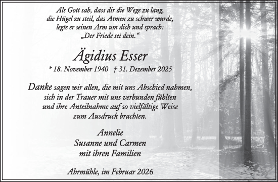 Traueranzeige von Ägidius Esser von WochenSpiegel