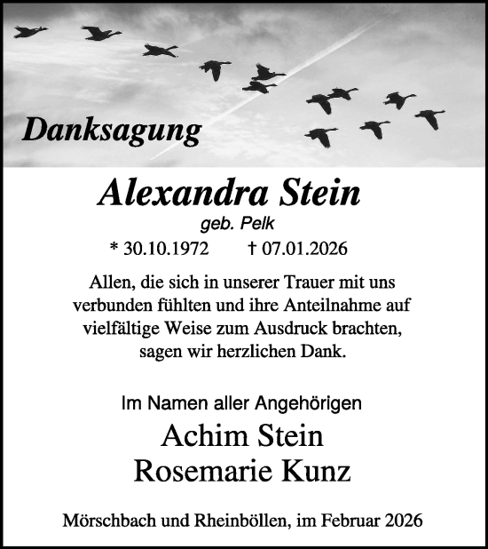 Traueranzeige von Alexandra Stein von WochenSpiegel