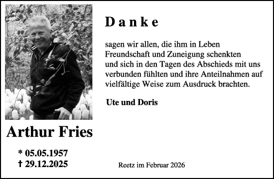 Traueranzeige von Arthur Fries von WochenSpiegel