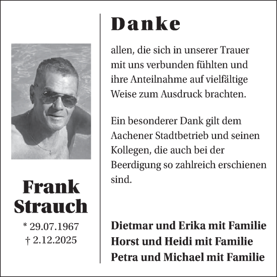 Traueranzeige von Frank Strauch von WochenSpiegel