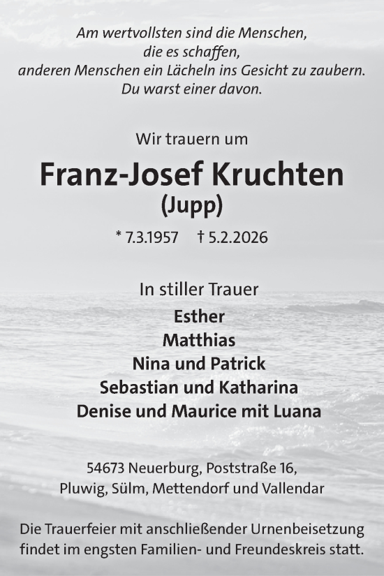 Traueranzeige von Franz-Josef Kruchten von WochenSpiegel