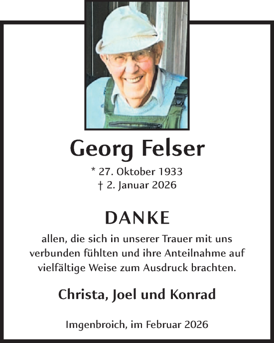 Traueranzeige von Georg Felser von WochenSpiegel