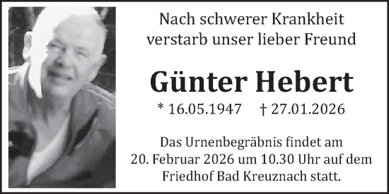 Traueranzeige von Günter Hebert von WochenSpiegel
