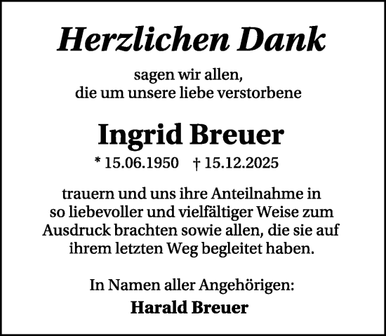 Traueranzeige von Ingrid Breuer von WochenSpiegel