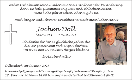 Traueranzeige von Jochen Doll von WochenSpiegel