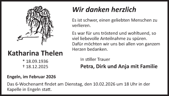 Traueranzeige von Katharina Thelen von WochenSpiegel