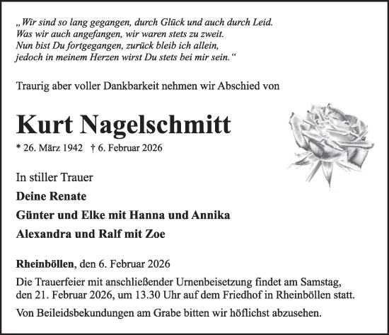 Traueranzeige von Kurt Nagelschmitt von WochenSpiegel