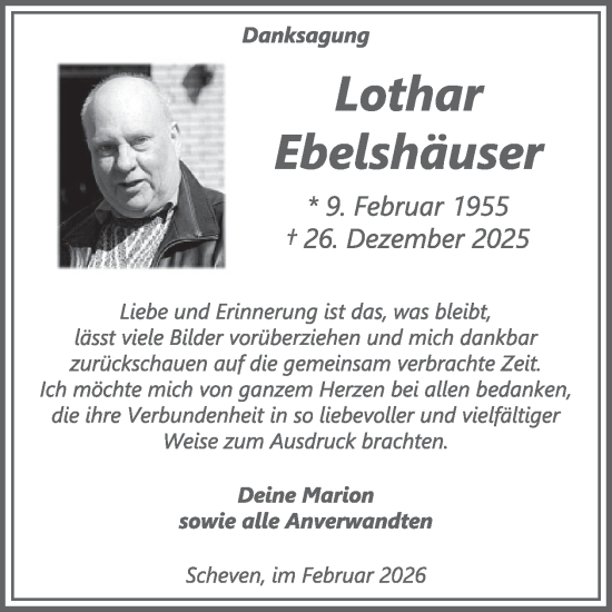 Traueranzeige von Lothar Ebelshäuser von WochenSpiegel
