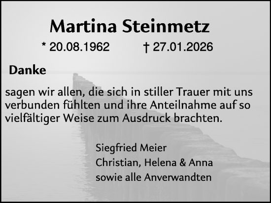 Traueranzeige von Martina Steinmetz von WochenSpiegel