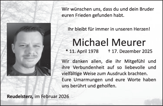 Traueranzeige von Michael Meurer von WochenSpiegel